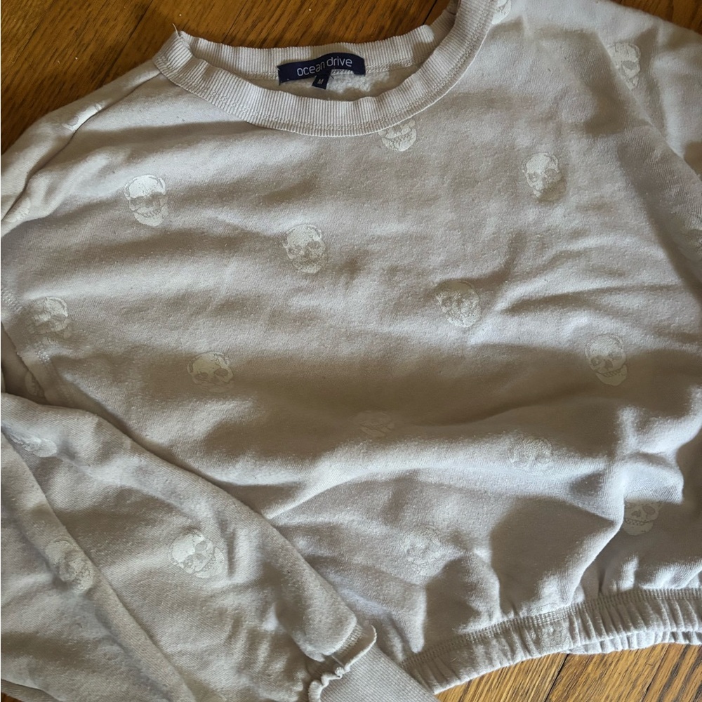 Ocean Drive Cream Skull Sweatshirt
